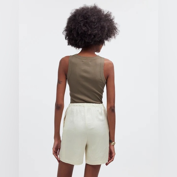 NWT Madewell Drawstring Pull-On Shorts in Satin Cake Batter $75 - Picture 2 of 6